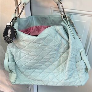 My Flat in London Blue Quilted Shoulder Bag with Chain Details